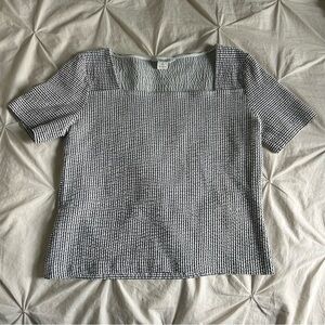 Club Monaco Womens Large Textured Gray Striped Top